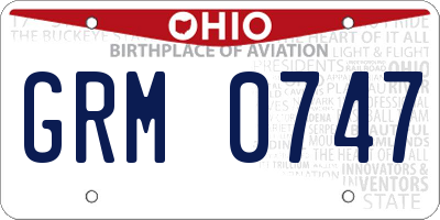 OH license plate GRM0747