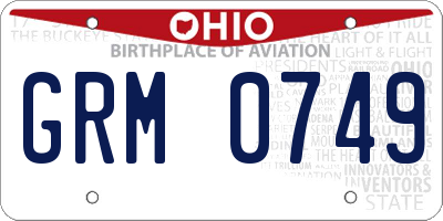 OH license plate GRM0749