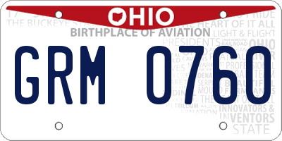OH license plate GRM0760