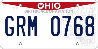 OH license plate GRM0768