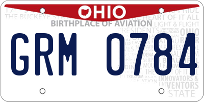 OH license plate GRM0784