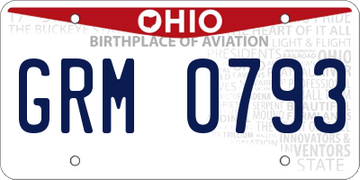 OH license plate GRM0793