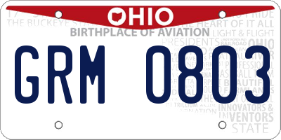 OH license plate GRM0803