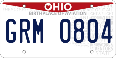 OH license plate GRM0804