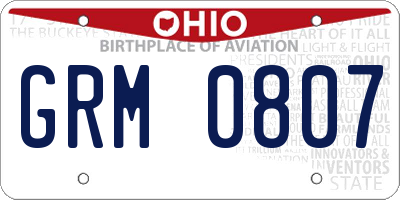 OH license plate GRM0807