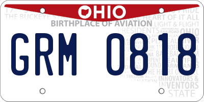 OH license plate GRM0818