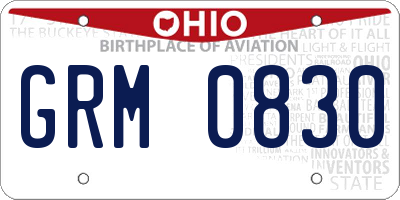 OH license plate GRM0830