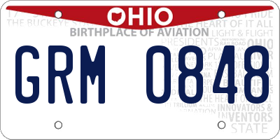 OH license plate GRM0848