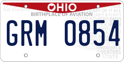 OH license plate GRM0854