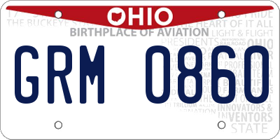 OH license plate GRM0860