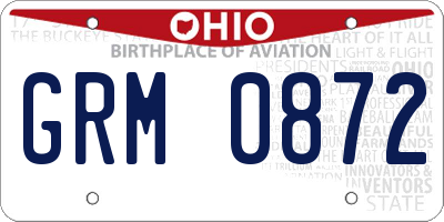 OH license plate GRM0872