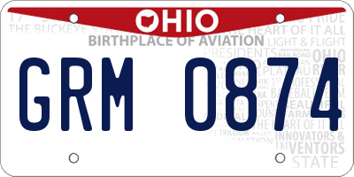 OH license plate GRM0874