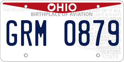 OH license plate GRM0879