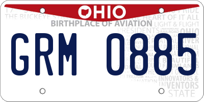 OH license plate GRM0885