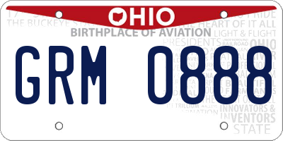OH license plate GRM0888
