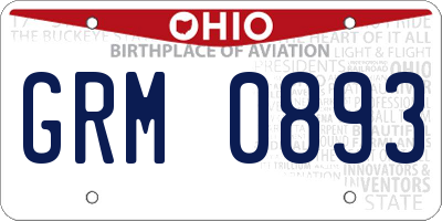 OH license plate GRM0893