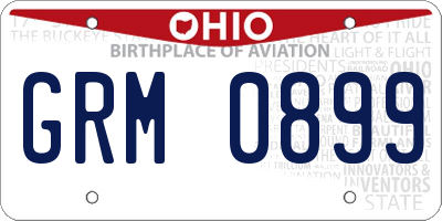 OH license plate GRM0899