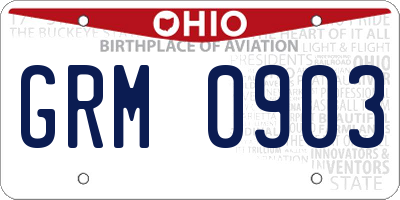 OH license plate GRM0903