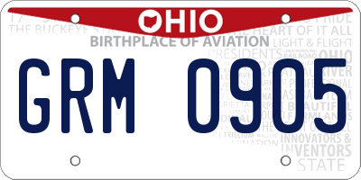 OH license plate GRM0905