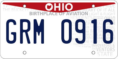 OH license plate GRM0916