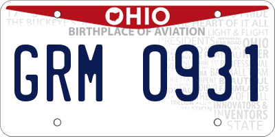 OH license plate GRM0931