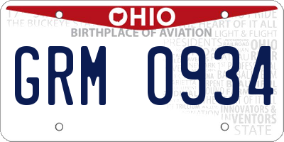 OH license plate GRM0934