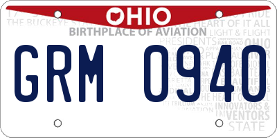 OH license plate GRM0940