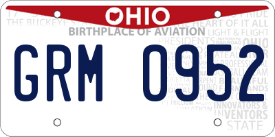 OH license plate GRM0952