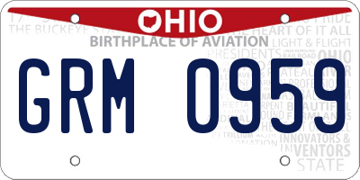OH license plate GRM0959