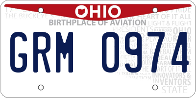 OH license plate GRM0974