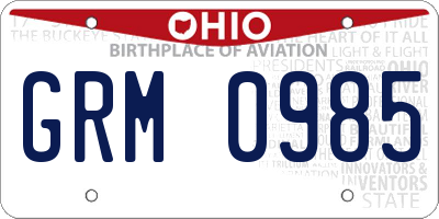 OH license plate GRM0985