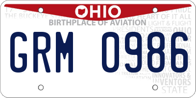 OH license plate GRM0986