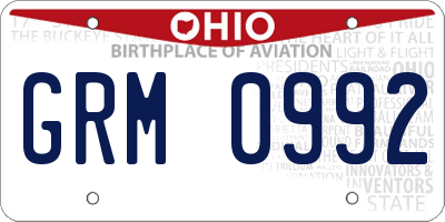 OH license plate GRM0992