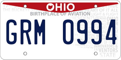 OH license plate GRM0994