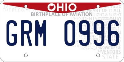 OH license plate GRM0996