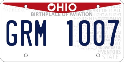 OH license plate GRM1007