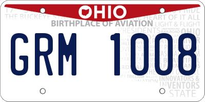 OH license plate GRM1008