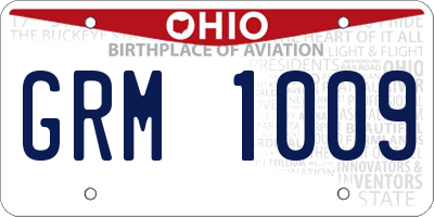 OH license plate GRM1009