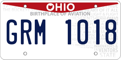 OH license plate GRM1018