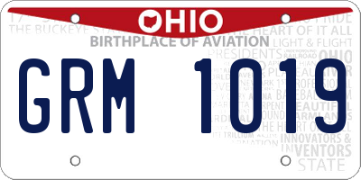OH license plate GRM1019