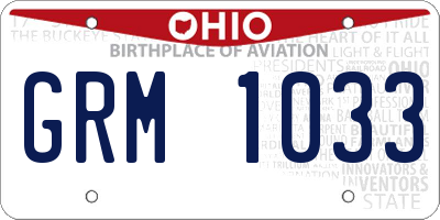OH license plate GRM1033
