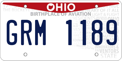OH license plate GRM1189