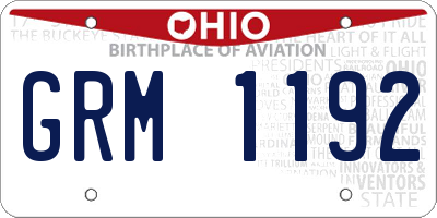 OH license plate GRM1192