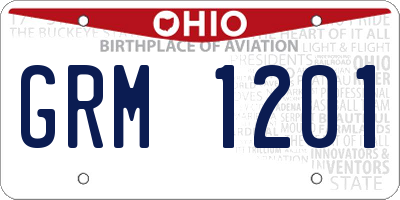OH license plate GRM1201
