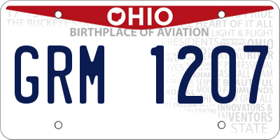 OH license plate GRM1207
