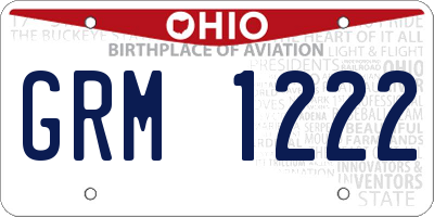 OH license plate GRM1222