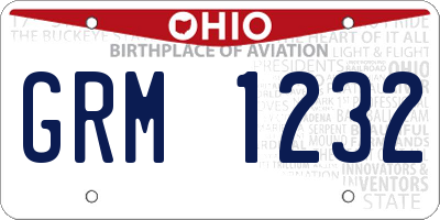 OH license plate GRM1232