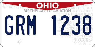 OH license plate GRM1238
