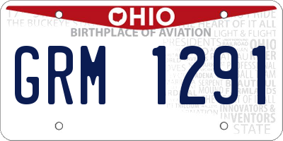 OH license plate GRM1291