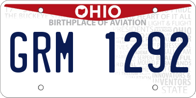 OH license plate GRM1292
